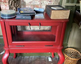 glass display side table