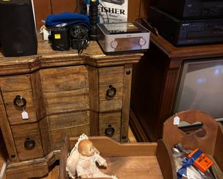 Cabinet, and child’s doll cradle
