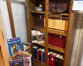 Oak bookshelf with glass doors