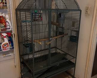 Parrot cage with accessories