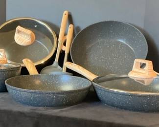 Soday 10 Pieces of Cookware Black Speckle Nonstick