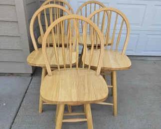 Five Swivel Wood Bar Stools