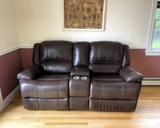 Electric Double Sofa Leather Loveseat Recliner