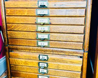 Antique Document / Storage File Cabinet - solid oak