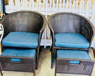 Very nice matching outdoor chairs with foot ottoman