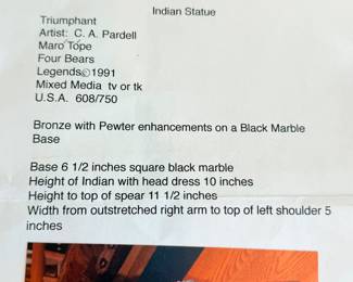 Triumphant by C. A. Pardell
608/750
Bronze with Pewter on a black marble base