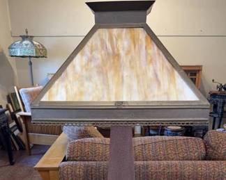 Oak Arts and Crafts Panel Lamp