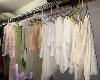 Large amount of tablecloths.