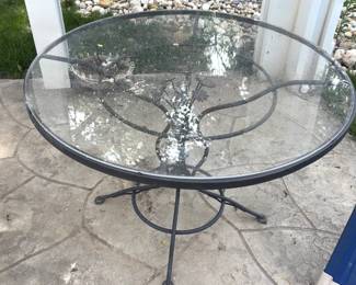 Glass top patio table.