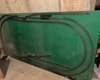 Train track on plywood base.