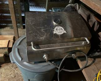 Portable gas grill.