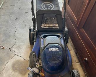 Battery push mower.
