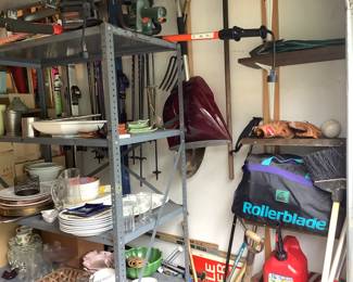 Outdoor tools , roller blades , 4 gas cans