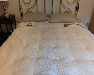 Queen size bed ~ $75 includes brass headboard, mattress and linens