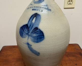 “T. HARRINGTON / LYONS “ antique two-gallon stoneware jug from Lyons, New York, likely produced by T. Harrington around 1860.