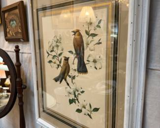 Beautiful framed bird print.
