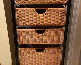 FiveDrawer Metal And Wicker Storage Unit