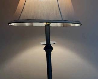 Black Metal Table Lamp with Tan Shade