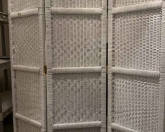 6foot White Wicker Trifold Room Divider