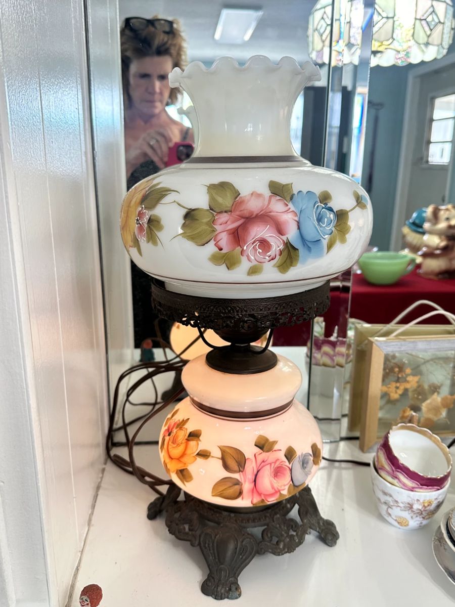 One of a matching pair of lovely working antique lamps