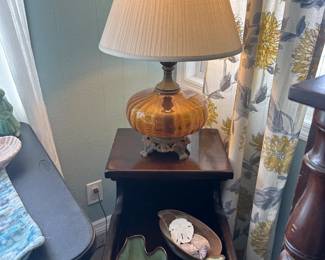 Vintage glass lamp and side table