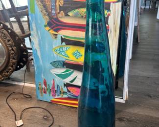 Surfer art and art-glass bottle