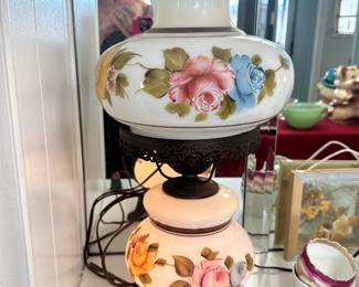 One of a matching pair of lovely working antique lamps