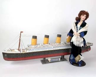 Franklin Mint Porcelain Rose Doll With Titanic Model