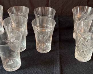 Two Sets Of Cut Glass Glasses