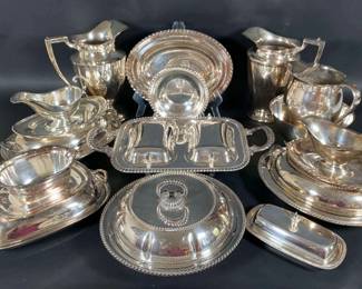 Lidded Serveware, Pitchers, Gravy Boats, And More Silverplate