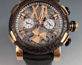 001 Romain Jerome Steampunk Titanic DNA 18K Rose Gold Titanium Wristwatch