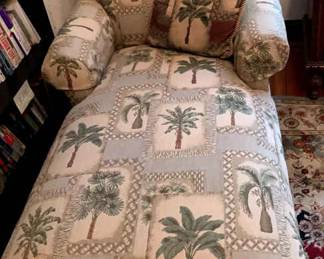 Chaise Lounge Palm Tree Print Upholstery