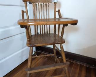 Wooden High Chair, Vintage