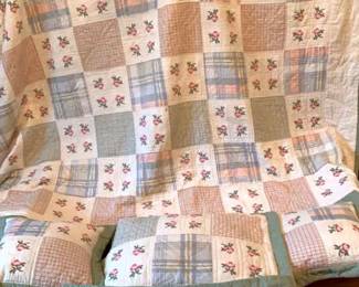 Quilt Floral and Plaid Squares