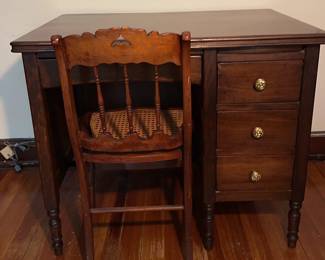 Indiana Desk Company Dark Wood Desk And Chair