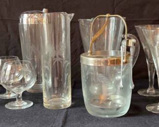 Vintage Wheat Etched Crystal Barware