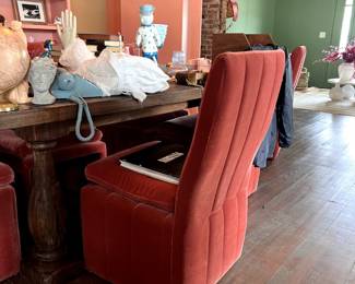 Vintage super soft and very comfortable dining chairs. Large dining table for sale as well.