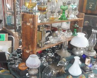 Large assortment of working kerosene lamps