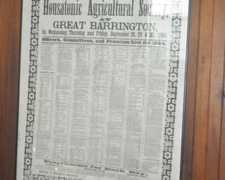 Housatonic agricultural society broadside, circa 1864, scarce