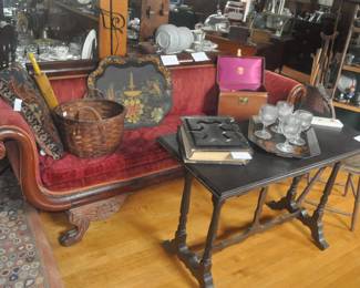 Handsome Empire sofa with cornucopia carved paw foot legs