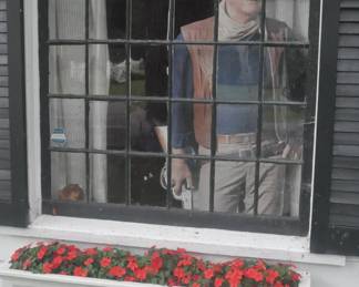 Terrific cutout of John Wayne with carved wood shotgun support on the back
