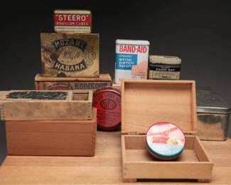 Vintage Wooden Boxes and Tins