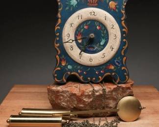 Hand-Painted Black Forest Wall Clock, 1940s–60s