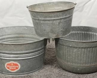 Three Wheeling Steel Galvanized Buckets
