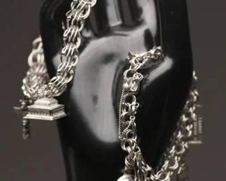 Sterling Silver Charm Bracelets, 65.88g