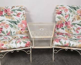 1950s Woodard 3 Piece Connected Chairs and Table