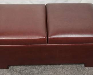 Brown Faux Leather Storage Ottoman