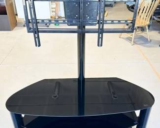 Metal and Glass 3-Tier Adjustable TV Stand