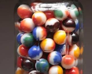 Vintage Marbles Circa 1950s in Glass Jar