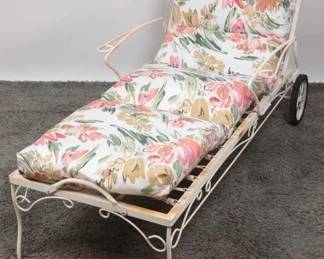 Vintage Woodard Metal Outdoor Lounger with Cushion